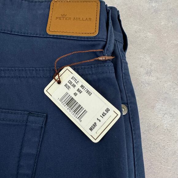 NEW Peter Millar Golf Pants Mens 40x33 Blue Chino Stretch Cotton Performance - Picture 4 of 9
